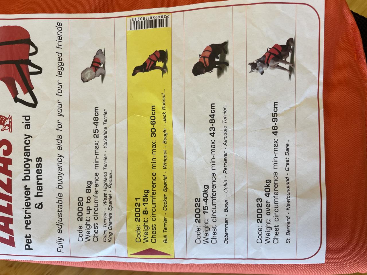 Gilet de sauvetage pour chien LALIZAS